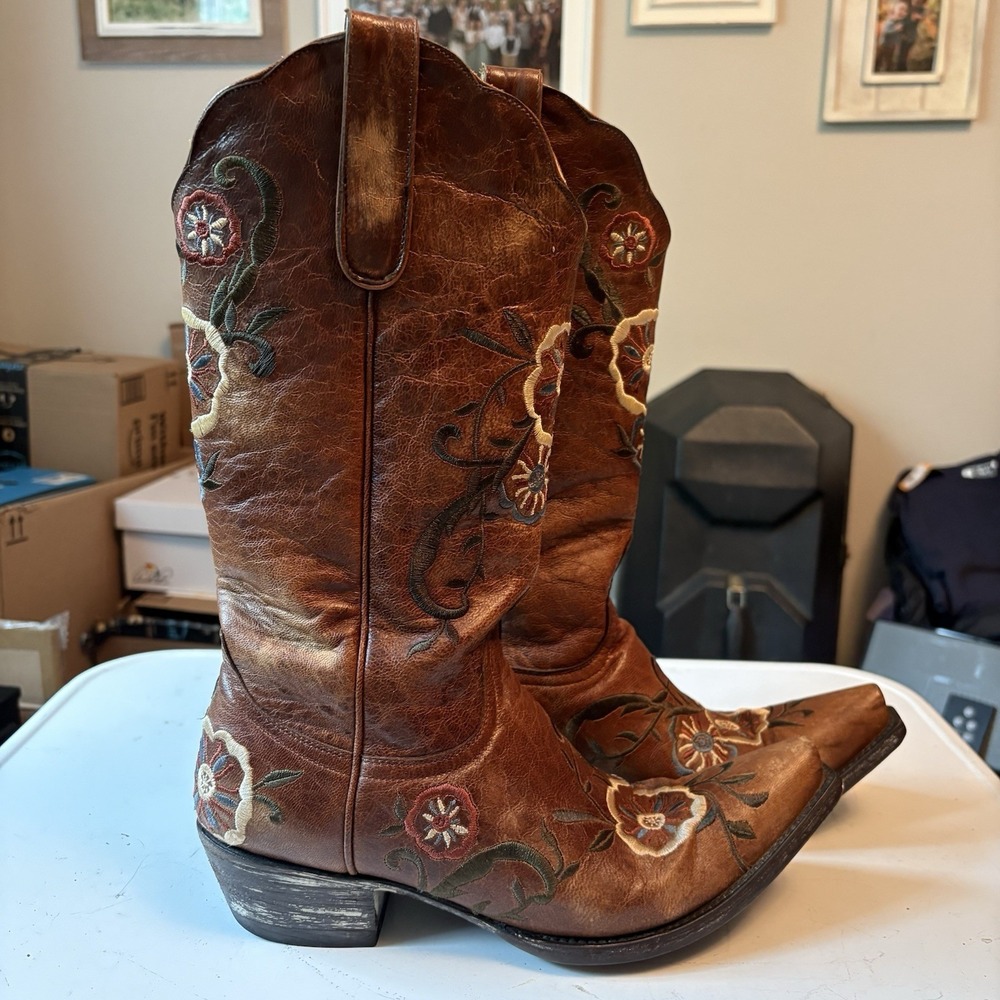 Old Gringo Embroidered Floral Cowboy Boots Women's 8.5 B 0910 2089902 585 5